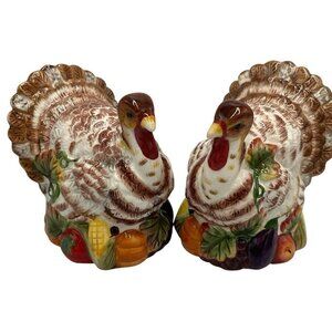 Charles Sadek J. Wilfred Ceramic Turkey Salt and Pepper Shakers Set Thanksgiving